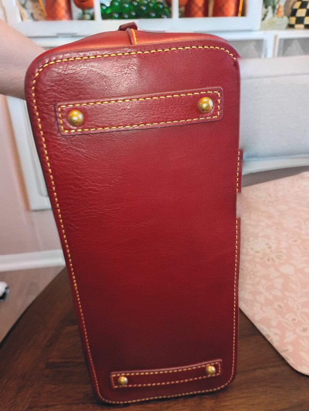 Dooney domed Florentine satchel in Bordeaux - Picture 10 of 17